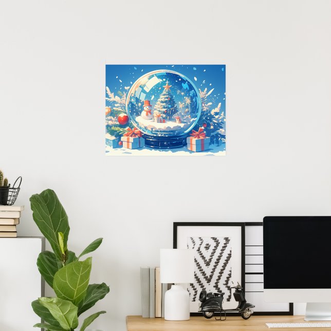 Poster Garrafa Mágica de Natal em Neve (Escritório em casa)