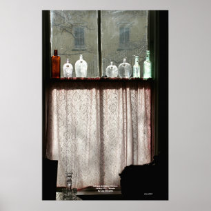 Poster Garrafas antigas na janela, Carson City, Nevada