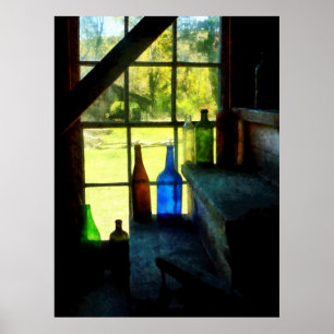 Póster Garrafas coloridas em etapas