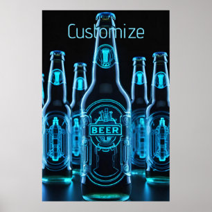Poster Garrafas de Cerveja Azul