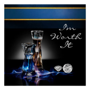 Póster Garrafas de perfume e diamantes Eu vale a pena