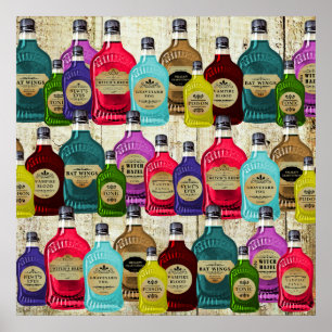 Poster Garrafas do tónico do Apothecary da poção mági