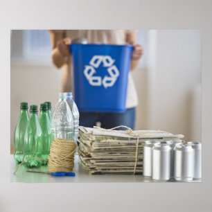 Poster Garrafas, latas e latas de plástico reciclagem par