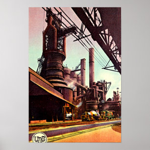Poster Gary, Indiana Blast Furnace 1930