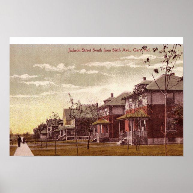 Poster Gary, Indiana Jackson Street 1915 (Frente)