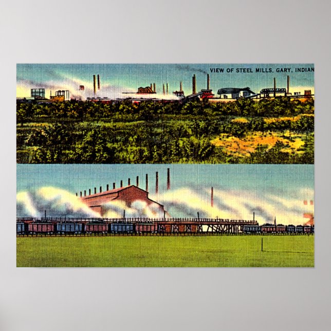 Póster Gary, Indiana Steel Mills 1930 (Frente)