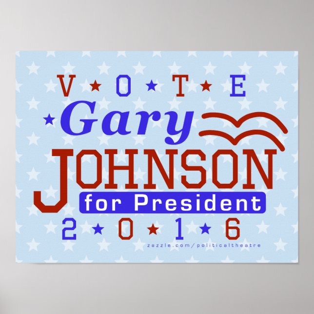 Póster Gary Johnson Presidente das Eleições 2016 (Frente)