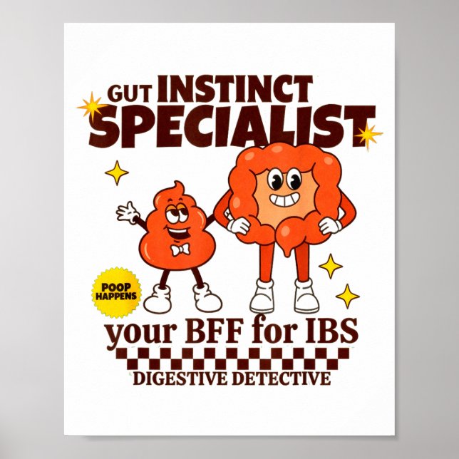 Poster Gastroenterologista Presente Retro Intestino Ibs G (Frente)
