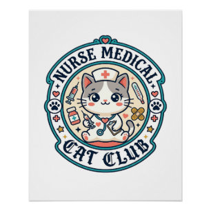 Póster Gata Médica Enfermeira Design Engraçado Amante de 