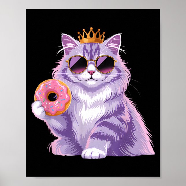 Poster Gata princesa fofa óculos de sol donut engraçado f (Frente)