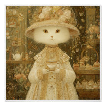 Gata Senhora Snow – Gata Vitoriana com Xícara de C