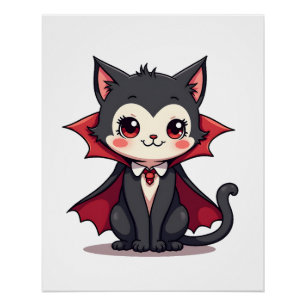 Póster Gata Vampira � Blusa de Pet de Halloween Fofa