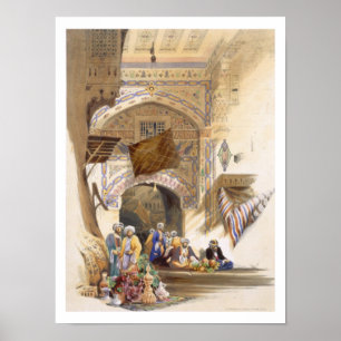 Poster Gateway de um Bazaar, Grand Cairo, pub. 1846 (lito
