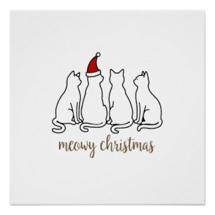 Póster Gatinhamente Natal Gatuno Feliz Gatinho Gatos Papa