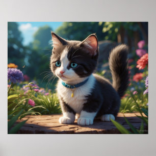 Poster *~*  Gatinho 5:4  Gato Preto de Olhos Azuis Smocki