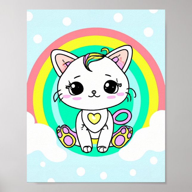 Poster Gatinho arco-íris (Frente)