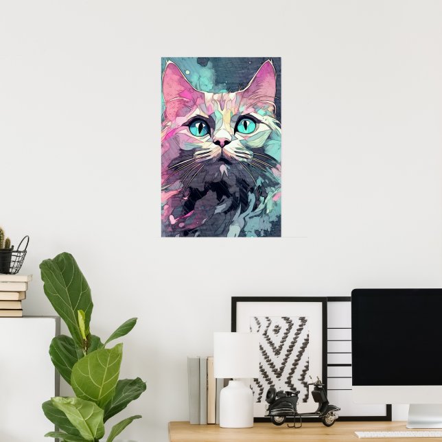 Poster Gatinho Azul Místico | Gato cúmulo (Escritório em casa)