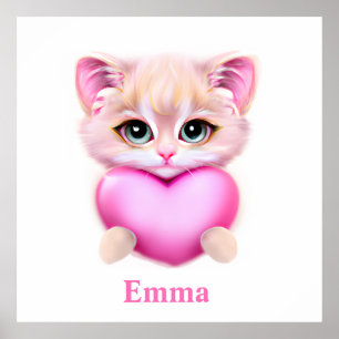 Poster Gatinho-Bebê Rosa-Gelado