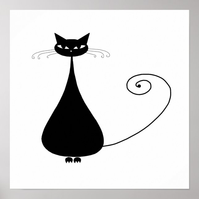 Poster Gatinho branco preto 4 (Frente)