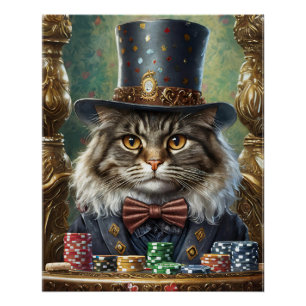Póster Gatinho Cavalheiro, Rico Gato jogando pôquer