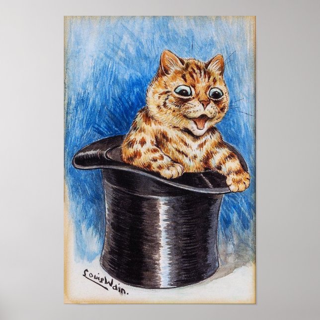 Poster Gatinho com Cartola, Louis Wain (Frente)