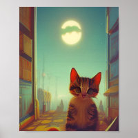 Gatinho com olhos grandes cheio lua rachada sombra