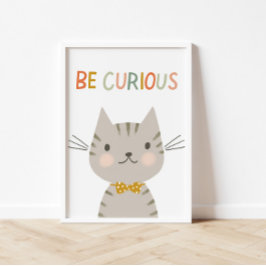 Poster Gatinho Curioso Que Seja Crianças Curiosas