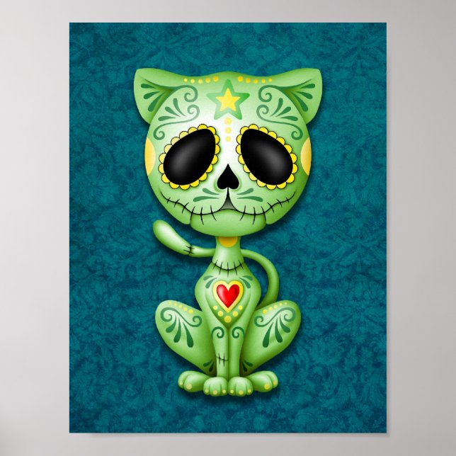 Póster Gatinho de Açúcar Zombie Verde (Frente)