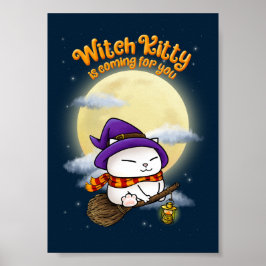 Poster Gatinho de Bruxas de Gato Halloween