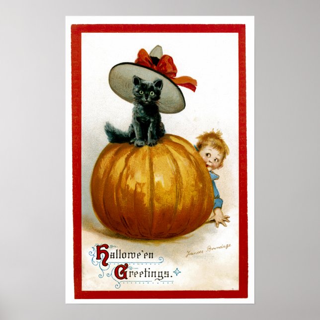 Póster Gatinho de Halloween faseável (Frente)
