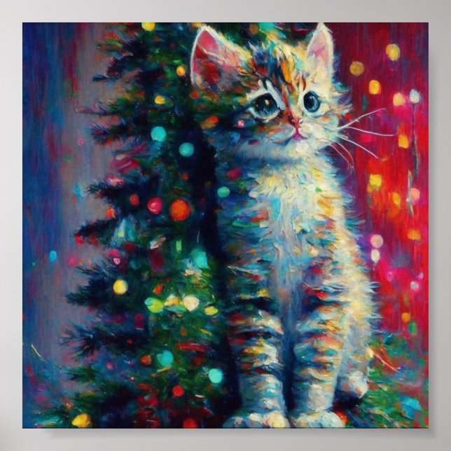 Poster Gatinho de Natal Fofo  (Frente)