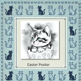 Poster Gatinho de Páscoa branca em Floral Eggshell
