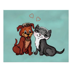 Póster Gatinho e Puppy