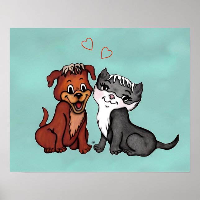Poster Gatinho e Puppy (Frente)