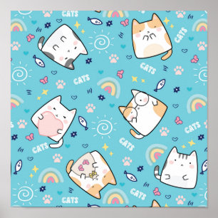 Poster Gatinho Gatinho Gato, Padrão Whimsical