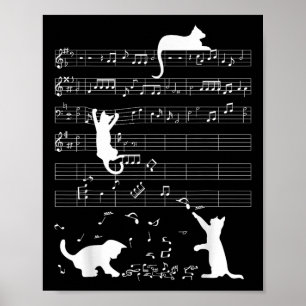 Poster Gatinho Gato Bonito Reproduzindo Música Clef Piano