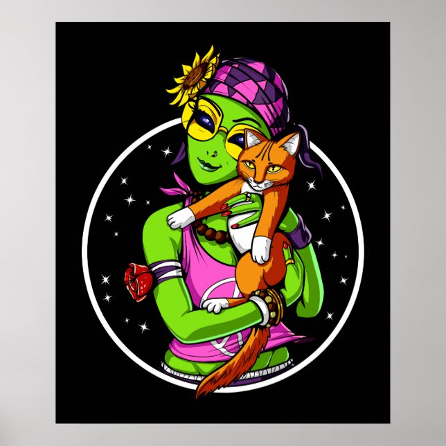 Poster Gatinho Gato de Alienígena Espacial (Frente)