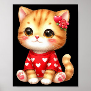 Poster Gatinho Gato Namorados Adorável Com Coração
