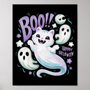 Poster Gatinho Ghost Cat Boo Halloween