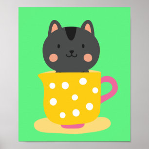 Poster gatinho gótico de gato preto