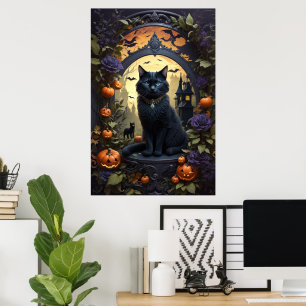 Poster Gatinho Gótico Negro Spooky