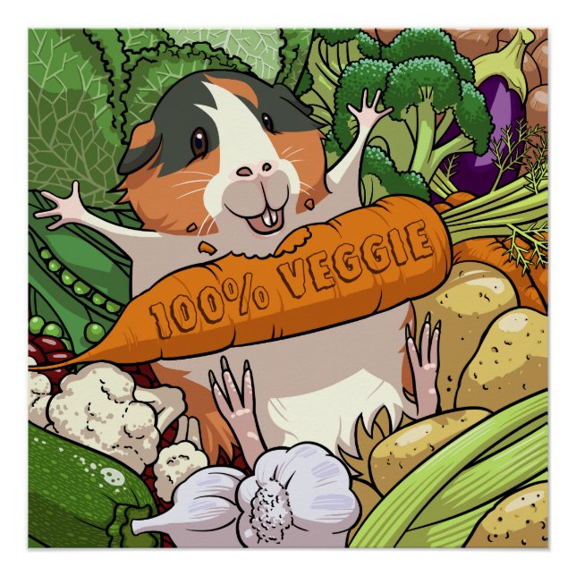 Póster Gatinho-guincho 100% Veggie Carrot (Frente)