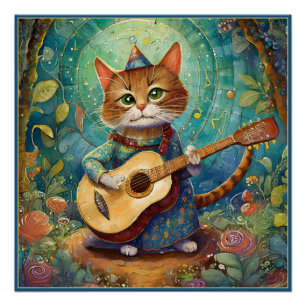 Póster Gatinho Kat tocando violão