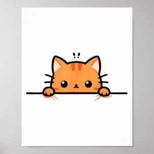 Poster Gatinho Laranja Fofo Espiando Você Gato Laranja C