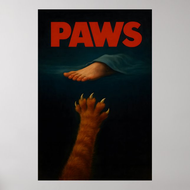 Poster Gatinho Laranja Fofo vs Pé Humano (Frente)