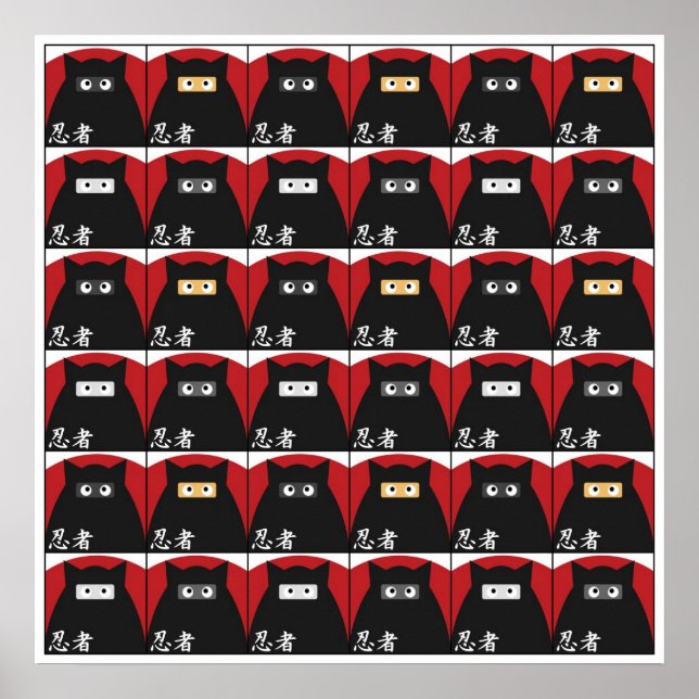 Póster Gatinho Ninja Grande (Frente)