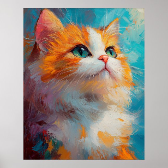 Poster Gatinho Persa Refinado — Ilustração Pastel Suave (Frente)