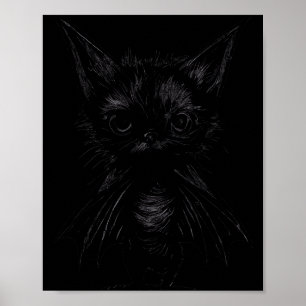 Poster Gatinho preto do kit de Halloween Mpy no traje de 