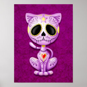 Poster Gatinho roxo do açúcar do zombi