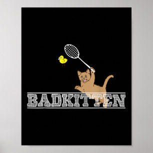 Poster Gatinho Ruim Piada Divertida de Tênis de Quadra Am